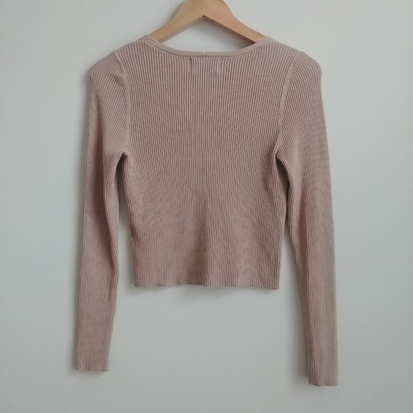 Old Navy soft little ribbed cardigan sweater top camel brown stretch XS - Picture 8 of 15